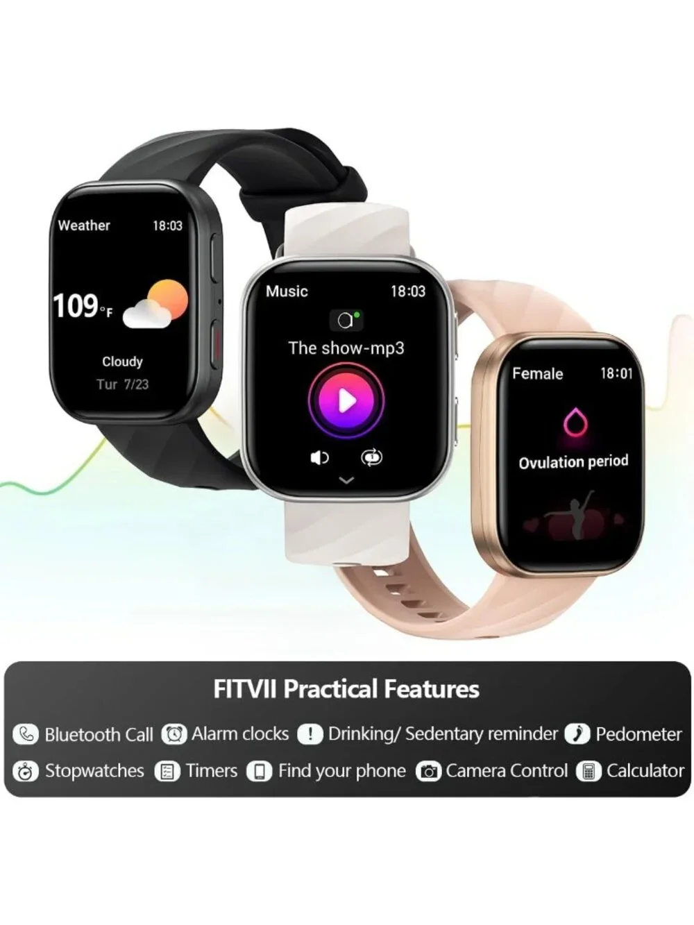 Smart Fitness Tracker Watch with Heart Rate, Blood Pressure, Sleep & Oxygen